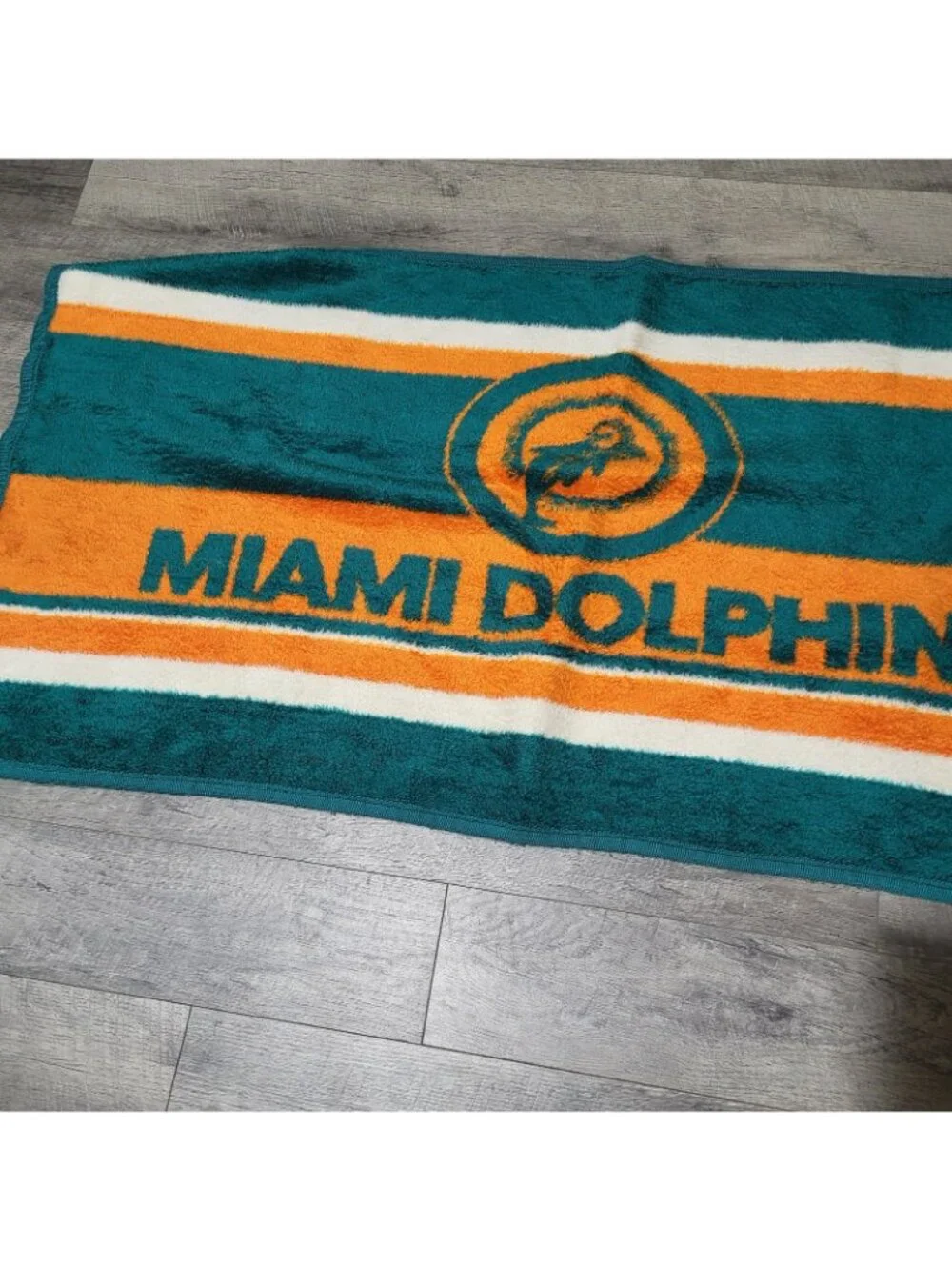 Vintage San Marcos Miami Dolphins Retro 80s Fleece NFL Stadium Throw Blanket